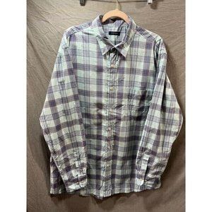 Club Room Button‎ Up Shirt Adult Extra Large Blue Plaid Long Sleeve Casual Mens.